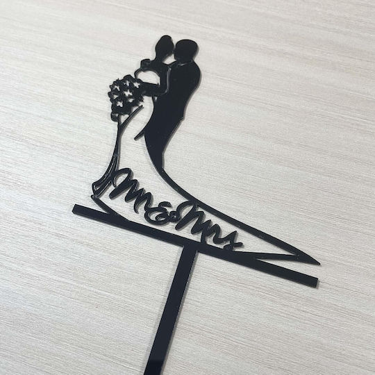 Cake Topper Alista Home Model 1 Mrandmrs 17.5 X 11 Cm Black