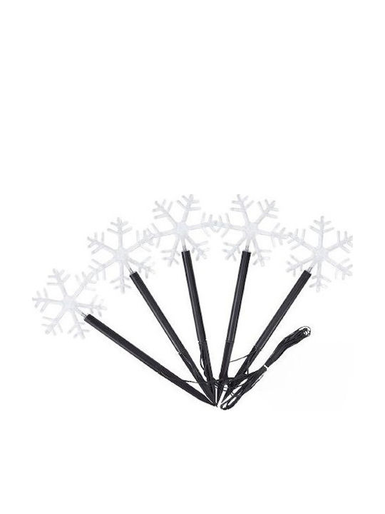 Set 5 Lămpi Led Alimentate cu Baterii Model Fulgi de Zăpadă pentru Exterior Grădină Alista Home 35,5 Cm Alb Cald