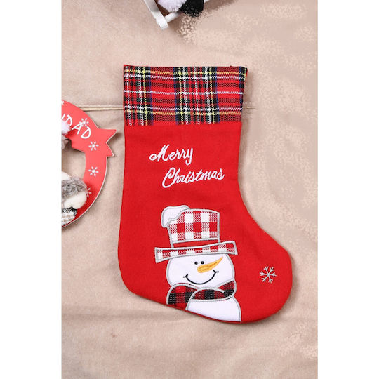 Weihnachtliche Dekorationssocke mit Schneemann M30xP15cm Rote