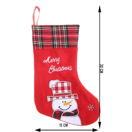 Weihnachtliche Dekorationssocke mit Schneemann M30xP15cm Rote