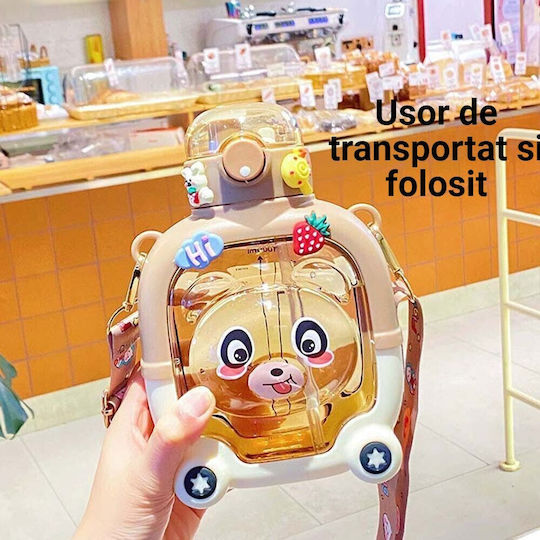 Alista Home Sticlă Pentru Copii Din Plastic Cu Pai Maro 1000ml