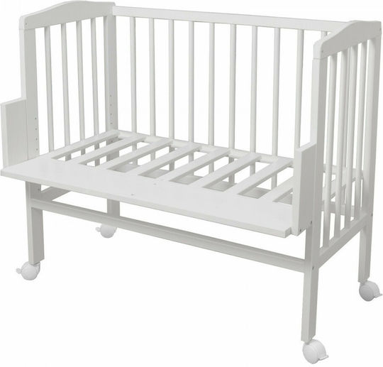 Waldin Babywiege mit Matratze und Rädern Weiß