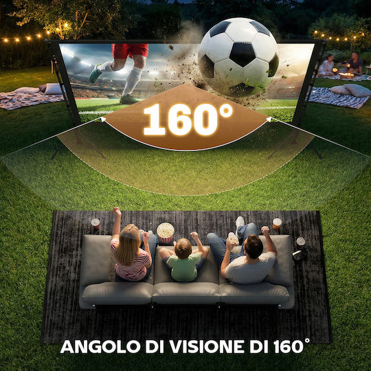Homcom Οθόνη Προβολέα 100" 16:9 Hd 4k/8k Γωνία Θέασης 160° Διπλής Όψης Πτυσσόμενο Τρίποδη Λευκό 001-026v00bk