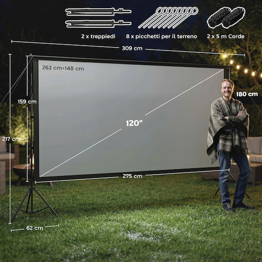 HomCom Οθόνη Προβολής Projector Δαπέδου 16:9 / 120"