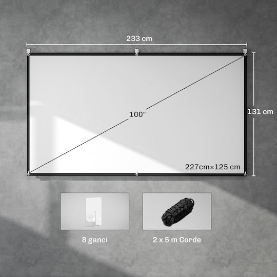 HomCom Οθόνη Προβολής Projector Τοίχου 16:9 / 100"