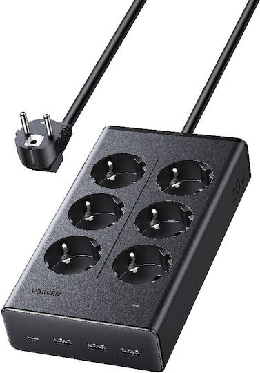 Ugreen Πολύπριζο 6 Θέσεων με 3 USB-A, USB-C και Καλώδιο 1.5m