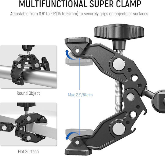 Neewer St83 Super Clamp 3" Dual Ballhead Magic Arm