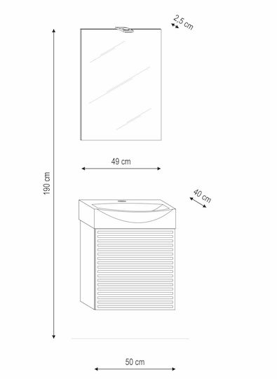 Piccadilly Unitate De Mobilier Pentru Baie Cu Chiuvetă Și Oglindă Cu Lumină Gri Cărbune