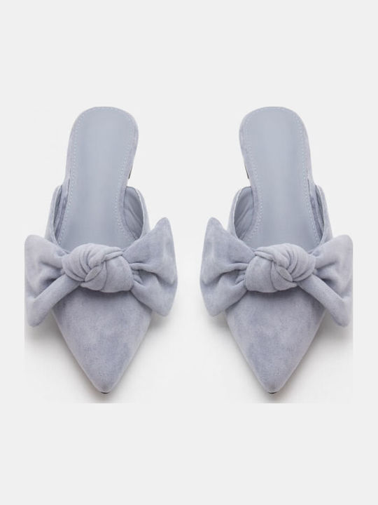 Flat Suede Mules σε Γαλάζιο Χρώμα