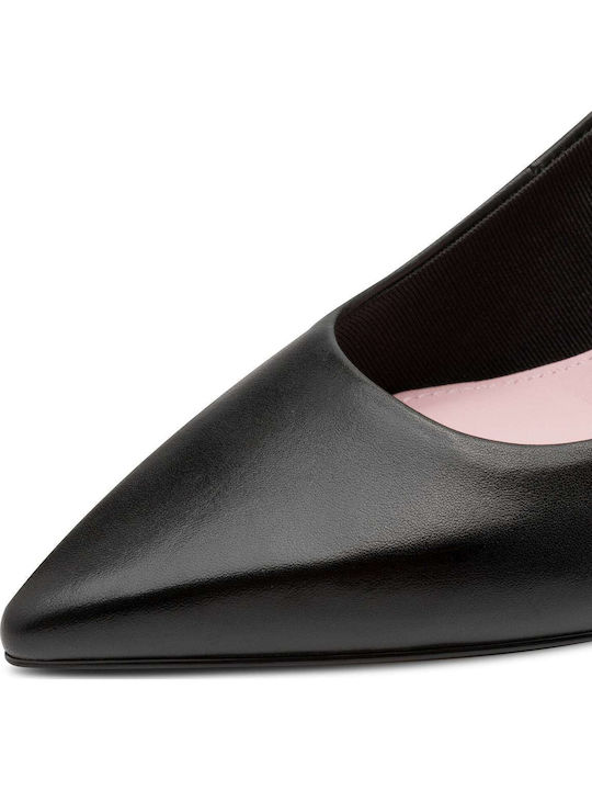 Leather Heels with Strap & Medium Heel Black