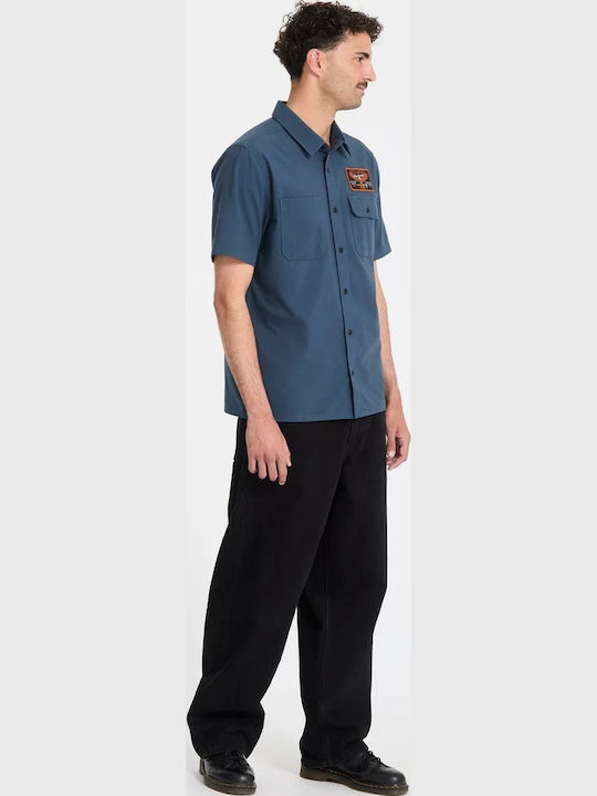 Kurzärmeliges Herrenhemd Blau