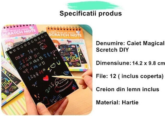 Alista Home Caiet De Desen Scratch-off Diy Magic Scratch 12 Foi Creion Din Lemn Curcubeu Carduri Negre 14.2 X 9.8 Cm Albastru Deschis