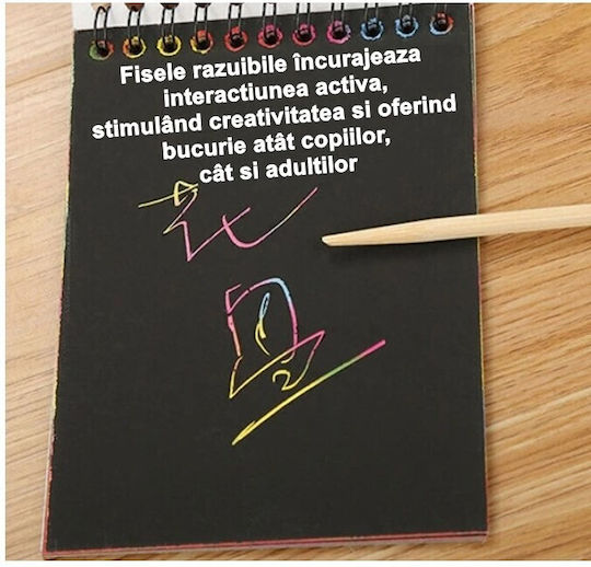 Alista Home Caiet De Șters Diy Magic De Șters 12 Foi Creion Din Lemn Curcubeu Carduri Negre A6 Multicolor