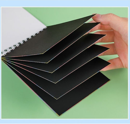 Carnet De Desen Scratch Alista Home Diy Magic Scratch 12 Foi Creion Din Lemn Curcubeu Cărți Negre 14 2 X 9 8 Cm Verzi