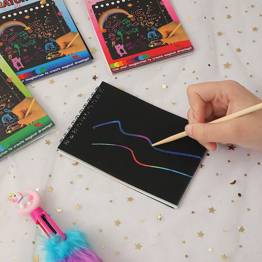 Alista Home Caiet De Carduri De Zgarieturi Diy Magic 12 Foi Creion Din Lemn Negru Carduri 26 X 19 Cm Multicolor
