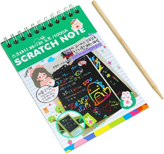 Carnet De Desen Scratch Alista Home Diy Magic Scratch 12 Foi Creion Din Lemn Curcubeu Cărți Negre 14 2 X 9 8 Cm Verzi