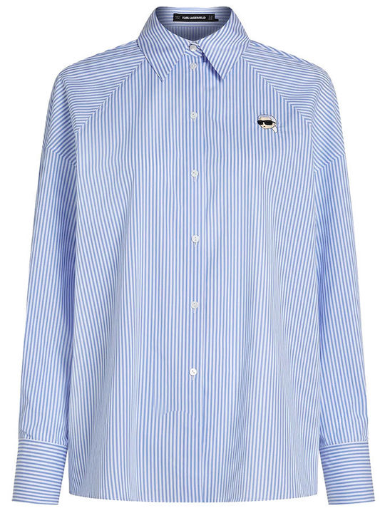 Long Sleeve Women's Shirt Blue Striped