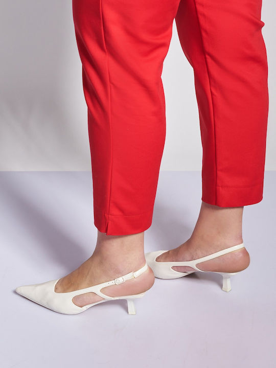 Pantaloni Dama Chino High Rise Slim Roșii