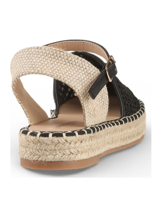 Sommer Damenplattformen in Stil Espadrilles Schwarz