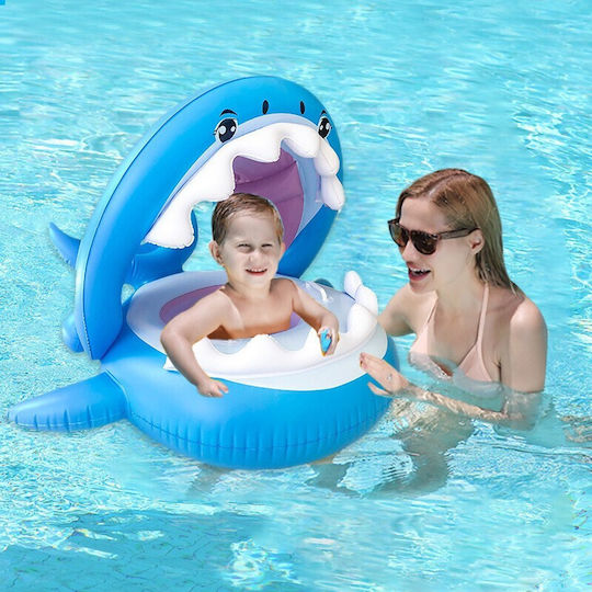 Inflatable Swimming Ring Children Blue Shark Design 90 Cm Alista Home