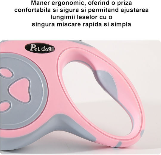 Alista Home Lesu Pliabil Pentru Câine Curea Roz 5m Până La 20kg