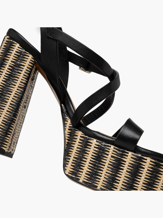 Damen Sandalen Schwarz Leder