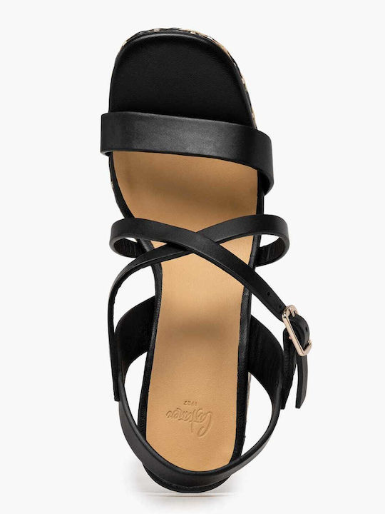 Damen Sandalen Schwarz Leder
