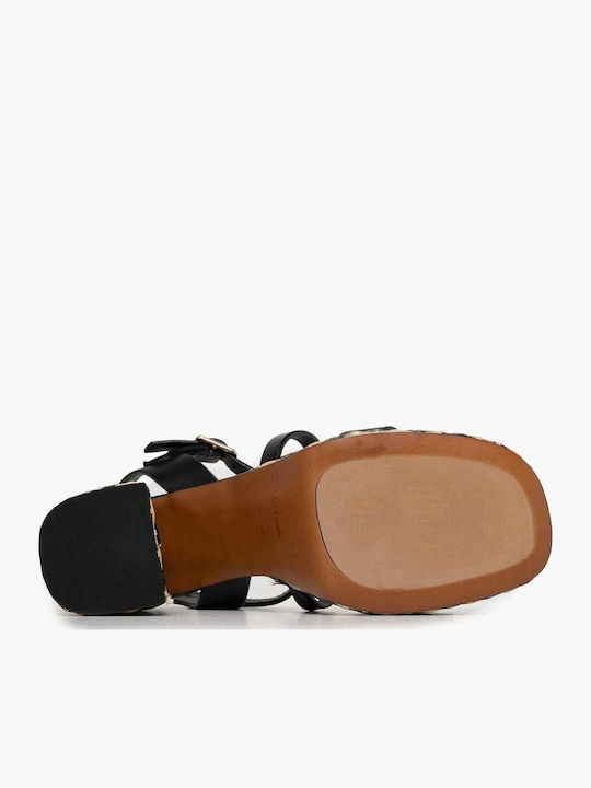 Damen Sandalen Schwarz Leder