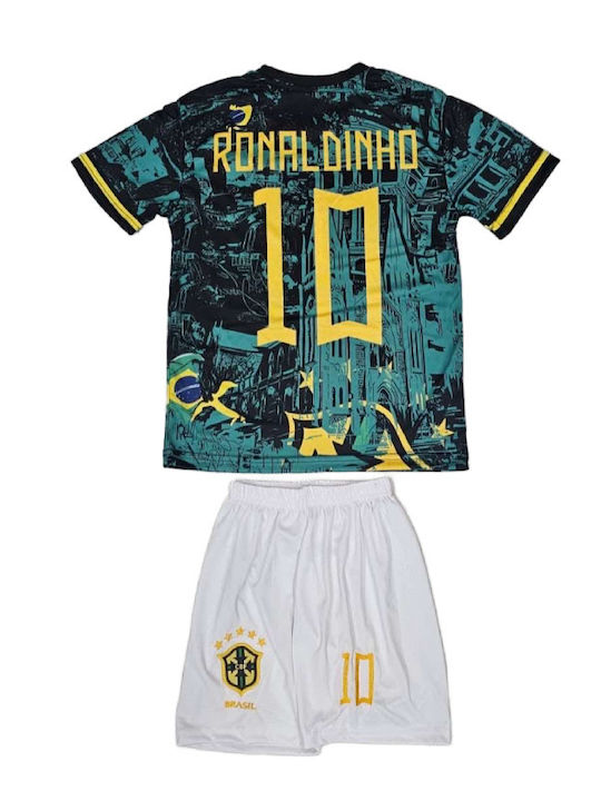 Παιδικό Σετ Ποδοσφαίρου Ronaldinho Εθνική Βραζιλίας Special Rio Edition Πράσινη Balón De Oro Unisex Παιδικά Πράσινο Ab135