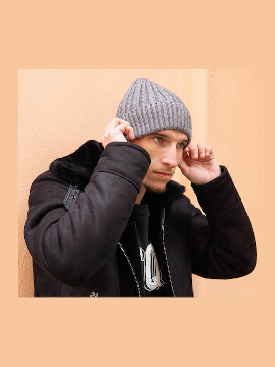 Beanie Ανδρικός Σκούφος Πλεκτός σε Γκρι χρώμα