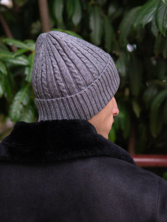 Beanie Ανδρικός Σκούφος Πλεκτός σε Γκρι χρώμα