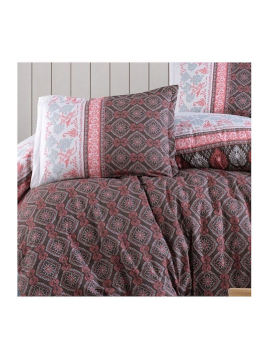 Pucioasa Set Huse Pentru Pilote 100% Bumbac Dublu Cu 2 Fețe De Pernă Și 1 Cearceaf 200x220cm Burgundy