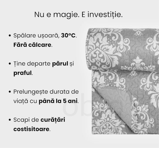 Κουβερλί Υπέρδιπλο Gray Damask 220x240cm