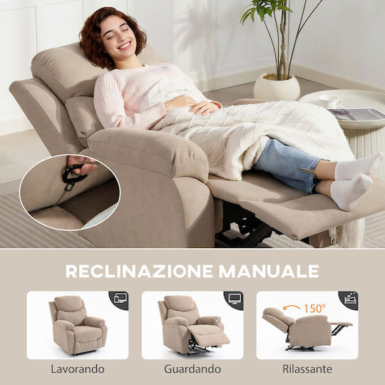 Relax Armchair With Footstool 85x93x105cm Beige Relax Armchair With Footstool 85x93x105cm Beige