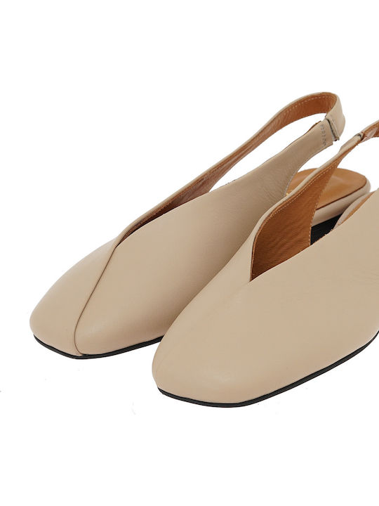 Leather Women's Ballerina Shoes Slingback In Pink Color