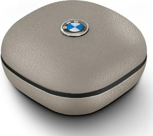 BMW Leder Metall Logo In-Ear Bluetooth Kopfhörer Mit Ladekoffer Taupe
