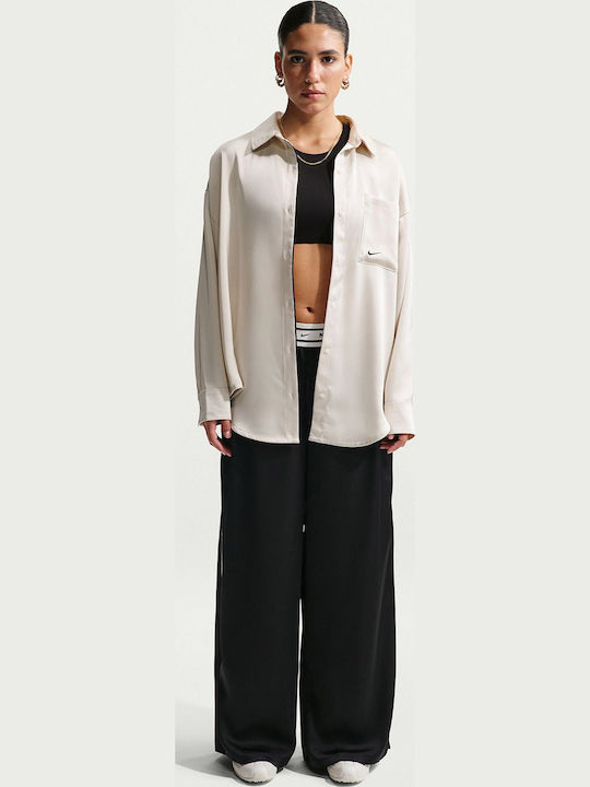 Nsw Offln Long Sleeve Women's Satin Shirt Ecru