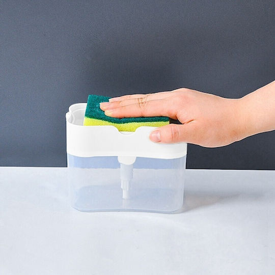 Alista Home Dispenser Dozator De Bucătărie Din Plastic Cu Suport Pentru Burete Alb 380ml