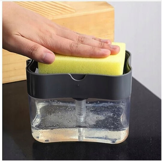 Alista Home Dozator De Bucătărie Din Plastic Cu Suport Pentru Burete Negru 380ml