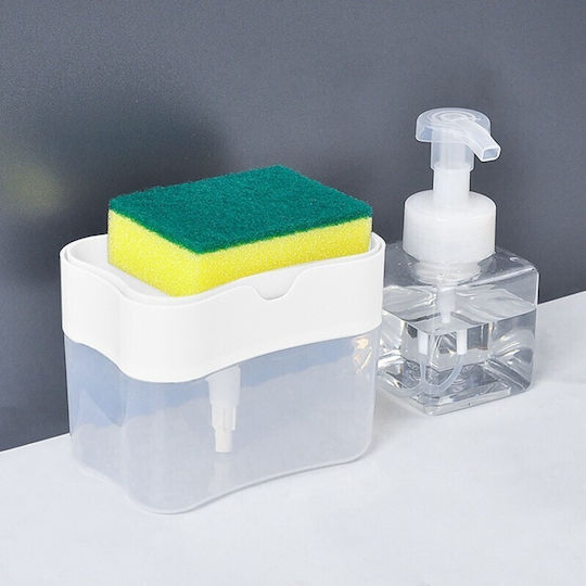 Alista Home Dispenser Dozator De Bucătărie Din Plastic Cu Suport Pentru Burete Alb 380ml