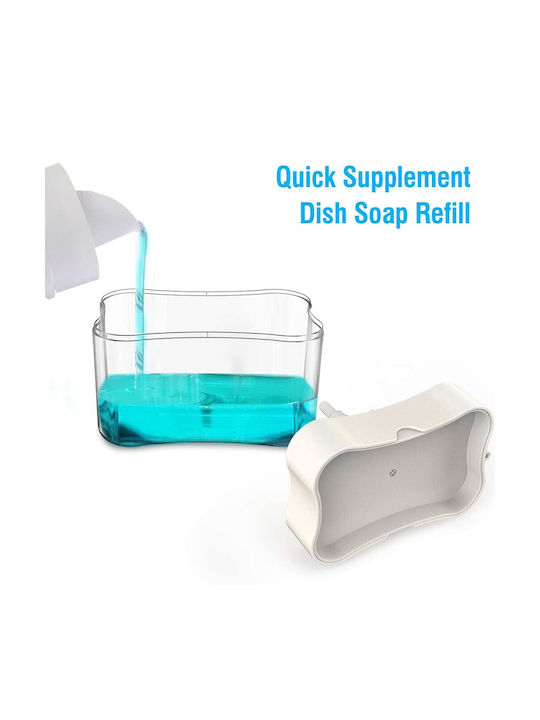 Alista Home Dispenser Dozator De Bucătărie Din Plastic Cu Suport Pentru Burete Alb 380ml