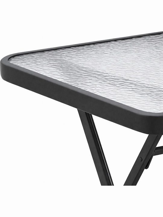 Garden & Terrace Table Foldable Metal with Glass Surface Samos Anthracite 50x50x70cm