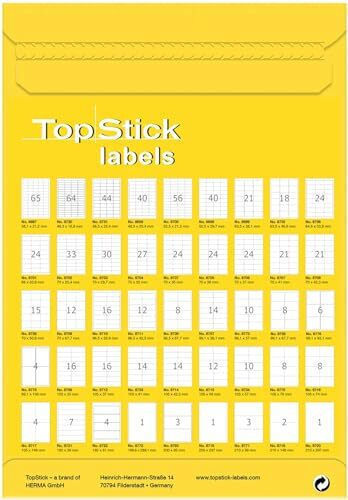 Topstick 100 Αυτοκόλλητες Ετικέτες Α4 Ορθογώνιες 200x297mm