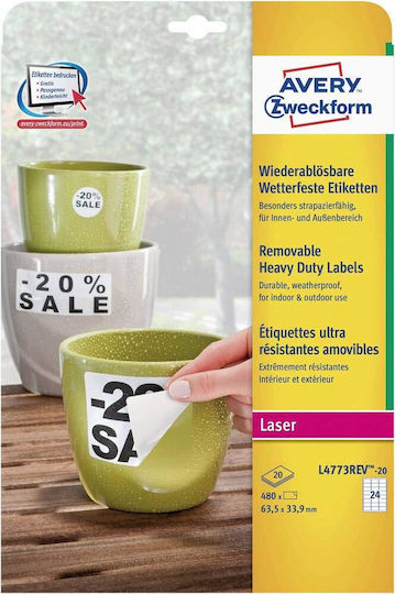Avery Selbstklebende A4-Etiketten 63.5x33.9mm
