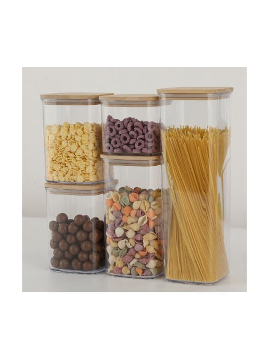 Alista Home Set of 5 Cereals Jars with Plastic Lid Transparent 500ml 5 Pieces