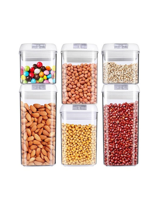 Alista Home Set 6 Bucăți Vaze Cereale / Pentru Paste Cu Capac Plastic Alb 500ml 6 Bucăți