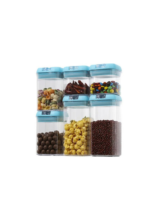 Alista Home Set 6 Bucăți Vaze Cereale Cu Capac Plastic Albastru 500ml 6 Bucăți