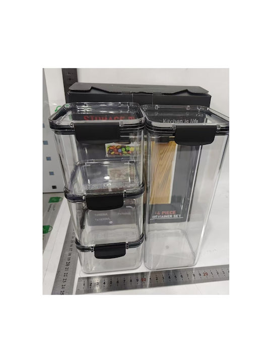 Alista Home Set 4 Bucăți Vaze Cereale cu Capac Plastic Transparent 460ml 4 Bucăți