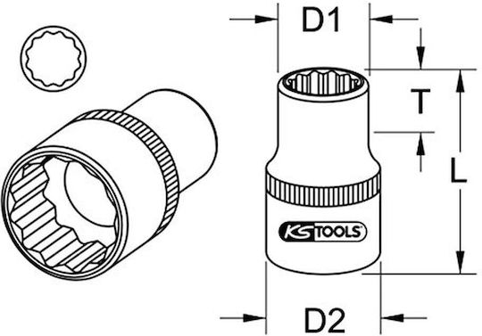 Ks Tools Nuss mit Vierkant-Antrieb 1/2" Durchmesser 10mm 1Stück