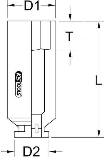 Ks Tools Καρυδάκι Μακρύ με Καρέ Υποδοχής 3/4" Διάμετρος 19mm